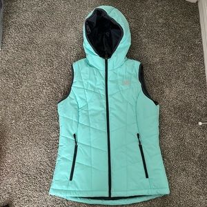 Teal New Balance puffer vest with hood size M